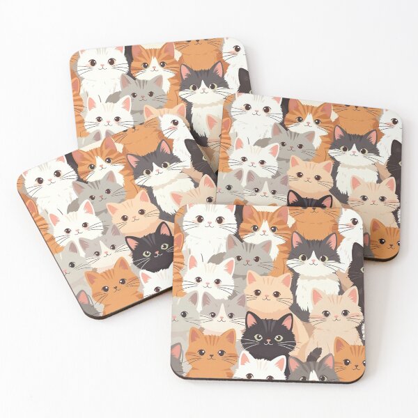 Item preview, Cute Fluffy Cartoon Cats Pattern designed and sold by SassyArtistry.