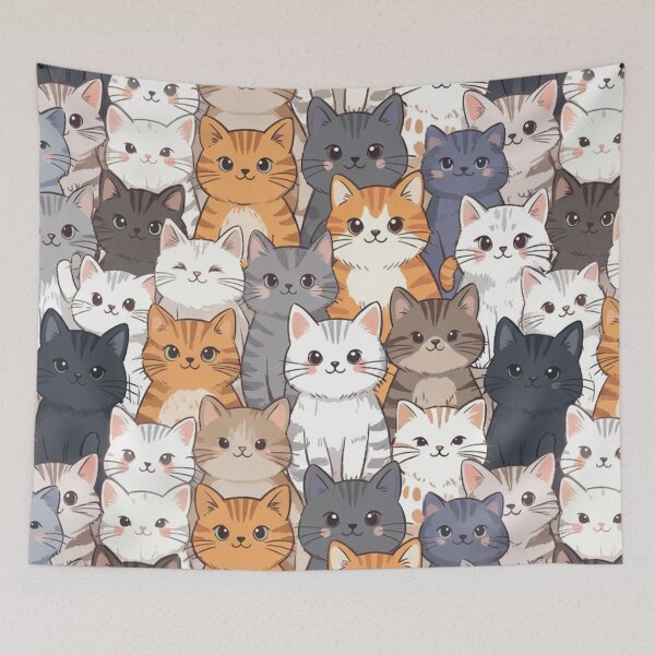 Item preview, Cute Cartoon Cats Repeating Pattern designed and sold by SassyArtistry.
