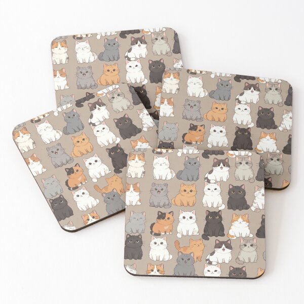 Item preview, Cute Sitting Cartoon Cats Pattern designed and sold by SassyArtistry.