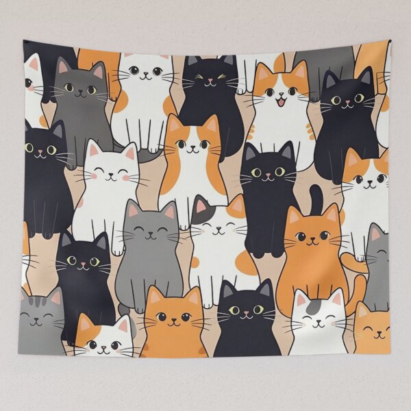 Item preview, Cute Standing Cartoon Cats Pattern designed and sold by SassyArtistry.