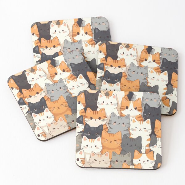 Item preview, Cute Colorful Cartoon Cat Faces designed and sold by SassyArtistry.