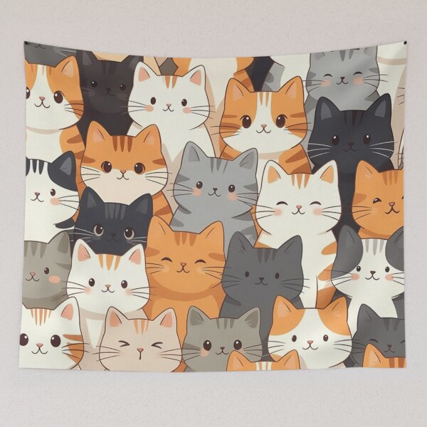 Item preview, Cute Colorful Cartoon Cat Faces designed and sold by SassyArtistry.