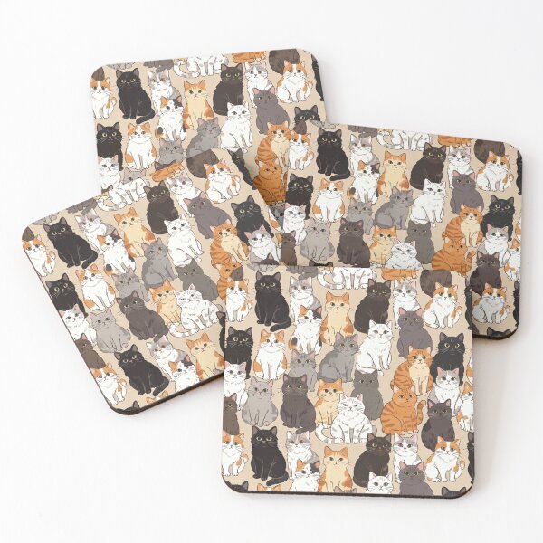Item preview, Cute Sitting Cartoon Cats Pattern designed and sold by SassyArtistry.