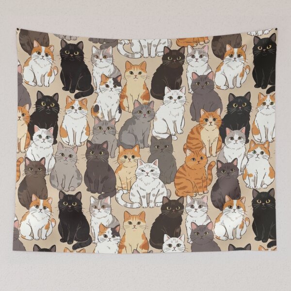 Item preview, Cute Sitting Cartoon Cats Pattern designed and sold by SassyArtistry.
