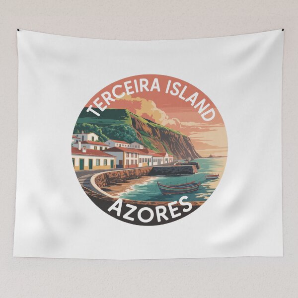 Item preview, Terceira Island Azores Coastal Village - Vintage Portuguese Travel Art designed and sold by CircinusStore.