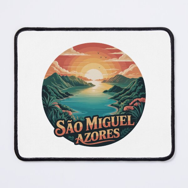 Item preview, São Miguel Azores Sunset Tropical Landscape - Retro 1980 Illustration designed and sold by CircinusStore.