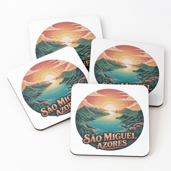 Item preview, São Miguel Azores Sunset Tropical Landscape - Retro 1980 Illustration designed and sold by CircinusStore.