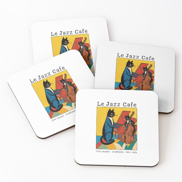 Item preview, Le Jazz Cafe Musical Cats — Retro Mid-Century Piano and Bass Illustration designed and sold by Colorful-Garden.