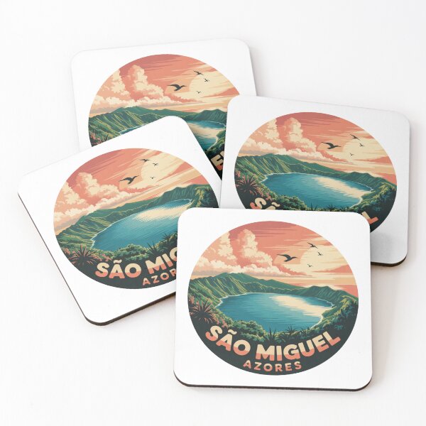 Item preview, São Miguel Azores Sunset Tropical Landscape - Retro 1970 Illustration designed and sold by CircinusStore.