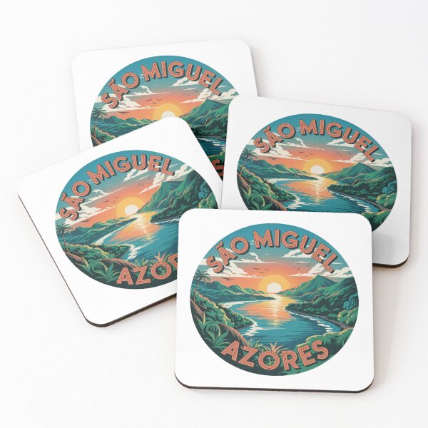 Item preview, São Miguel Azores Sunset Tropical Landscape - Retro Illustration designed and sold by CircinusStore.