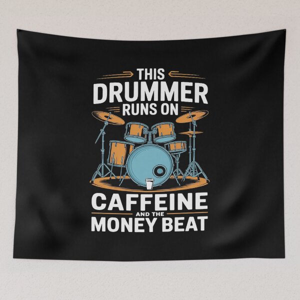 Item preview, Runs On Caffeine Coffee Drumming Music Instrument Drummer designed and sold by RsFilsingerArt.