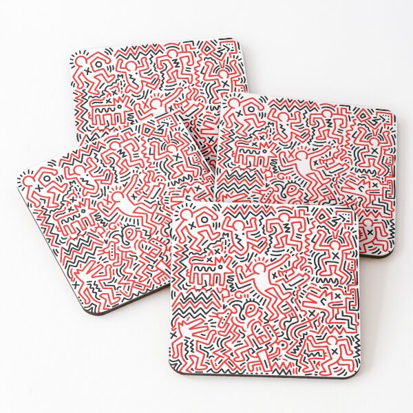 Item preview, Keith Haring Style Graffiti Poster Dancing Figures, Neon Pop Art Stick People Wall Print, Retro Street Urban Modern Decor Canvas designed and sold by AbstractAuraArt.