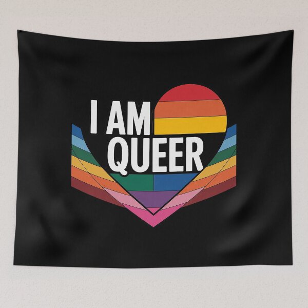 Item preview, Progress Pride Heart Flag - I Am Queer 1 designed and sold by VerseFarm.