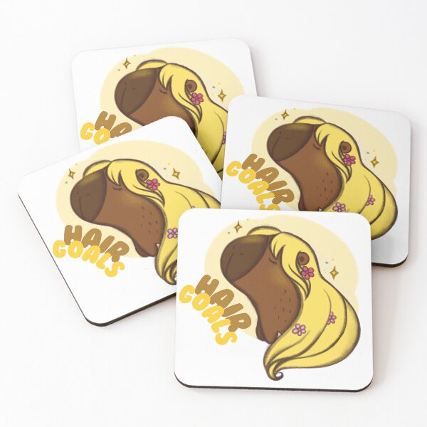 Item preview, Funny Capybara with Blonde Wig - Hair Goals Meme Sticker designed and sold by Tattyarts.