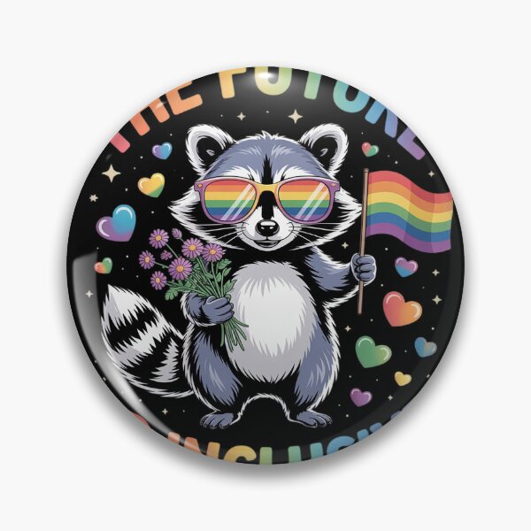 Item preview, The Future Is Inclusive Pride Flag LGBTQ Funny Raccoon designed and sold by MyzoToyota.