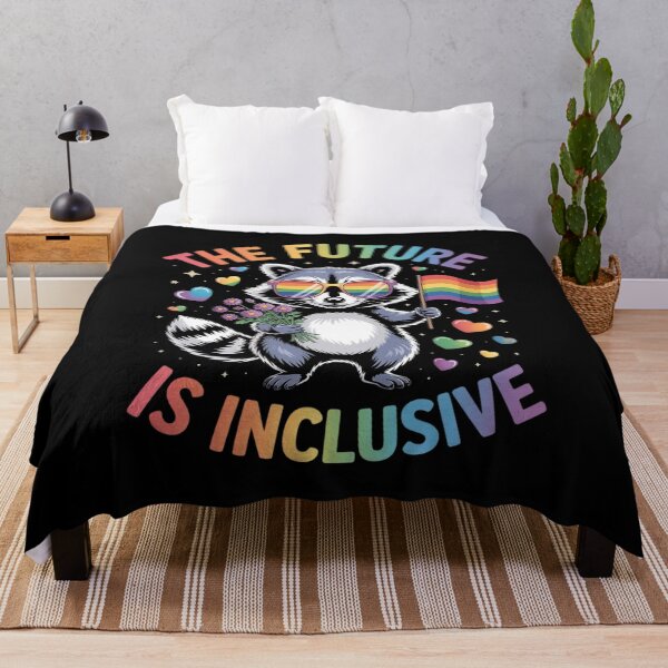 Item preview, The Future Is Inclusive Pride Flag LGBTQ Funny Raccoon designed and sold by MyzoToyota.