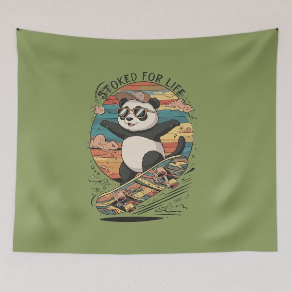 Item preview, Rad Panda Skater - Retro Sunset Vibes designed and sold by Prints & Pulse.