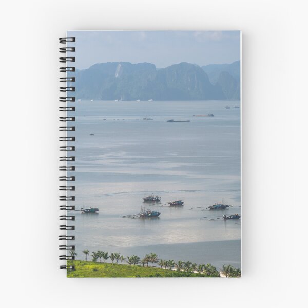 Item preview, Ocean view of Vietnamese fishing boats in Ha Long Bay designed and sold by WorldScenery.