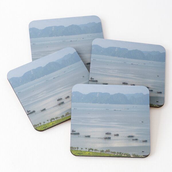 Item preview, Ocean view of Vietnamese fishing boats in Ha Long Bay designed and sold by WorldScenery.