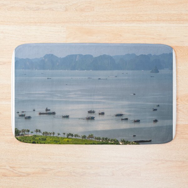 Item preview, Ocean view of Vietnamese fishing boats in Ha Long Bay designed and sold by WorldScenery.