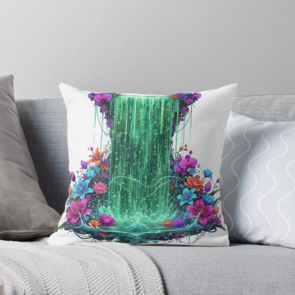 Item preview, Digital Waterfall with Vibrant Floral Fram designed and sold by Wonderful Designs.