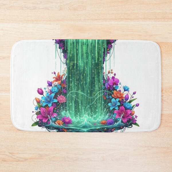 Item preview, Digital Waterfall with Vibrant Floral Fram designed and sold by Wonderful Designs.