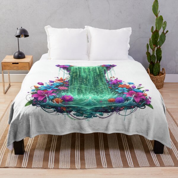 Item preview, Digital Waterfall with Vibrant Floral Fram designed and sold by Wonderful Designs.