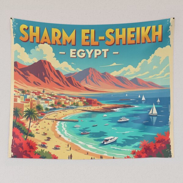 Item preview, Sharm El Sheikh, Sinai Peninsula, Egypt: Vintage-Style Painterly Travel Poster designed and sold by LSVart.