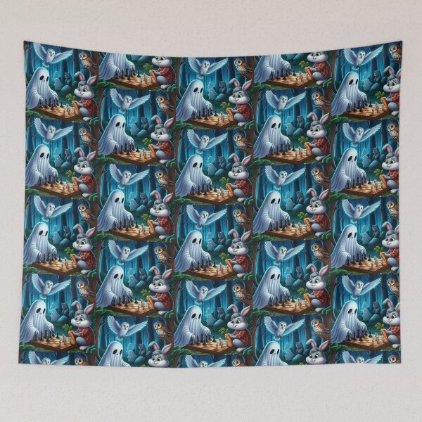 Item preview, Ghost & Rabbit Chess – Moonlit Forest Fantasy designed and sold by Dogandesighn.