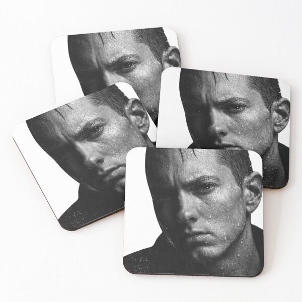 Item preview, Eminem Rain-Soaked Rap Icon – Moody Black & White Hip-Hop Portrait (Fan Art) designed and sold by Pokah79.