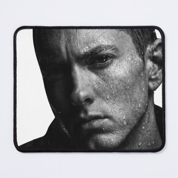 Item preview, Eminem Rain-Soaked Rap Icon – Moody Black & White Hip-Hop Portrait (Fan Art) designed and sold by Pokah79.