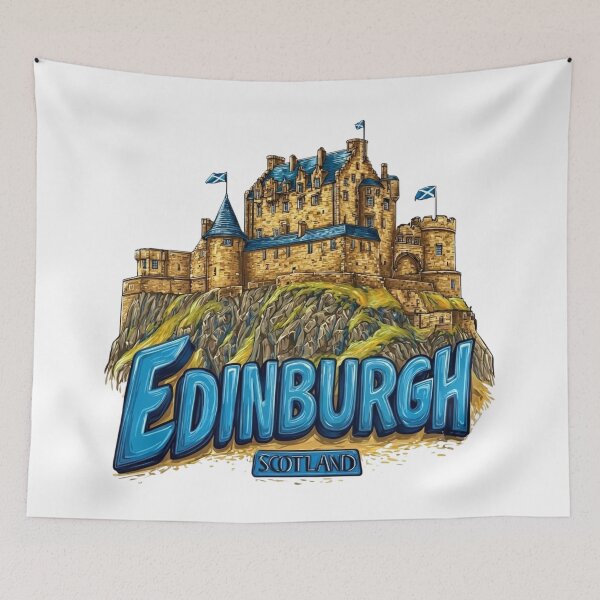 Item preview, Modern Edinburgh Scotland Castle Sticker with Dynamic 3D Typography Design designed and sold by Blurbean.