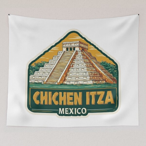 Item preview, Vintage Chichen Itza Mexico Maya Pyramid Sticker with El Castillo Temple designed and sold by Blurbean.
