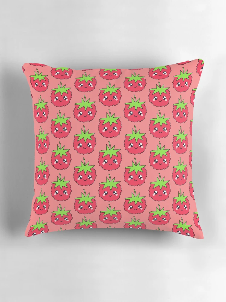 Thumbnail 3 of 4, Pillow, Smiling Raspberry designed and sold by Toad-Draws.