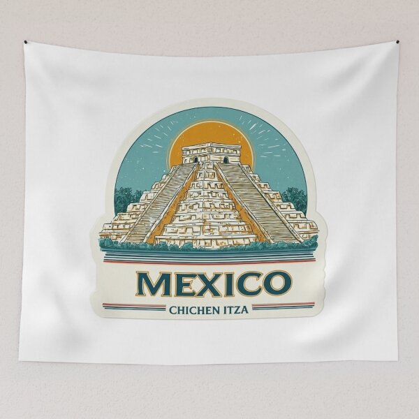 Item preview, Vintage Mexico Chichen Itza Badge Sticker with Retro Travel Design designed and sold by Blurbean.