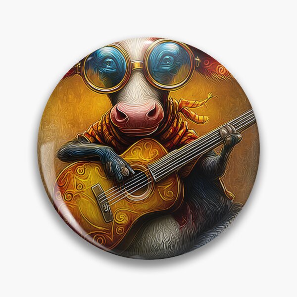 Item preview, Cool Cartoon Cow Playing Guitar in a Haystack designed and sold by Artessie.