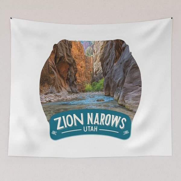 Item preview, Vintage Zion Narrows Utah Slot Canyon Sticker with Virgin River Views designed and sold by Blurbean.