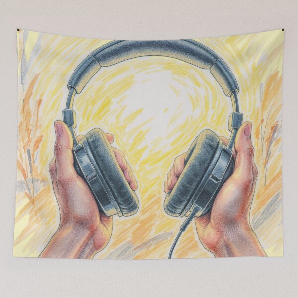 Item preview, The Sound of Sunlight: Vibrant Musical Headphones Sketch designed and sold by HappySproutArt.