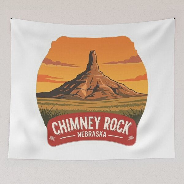 Item preview, Vintage Chimney Rock Nebraska Pioneer Trail Sticker with Great Plains Sunset designed and sold by Blurbean.