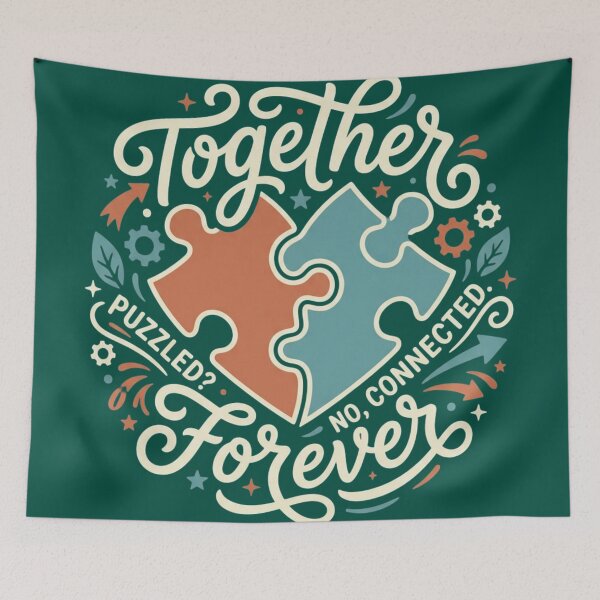 Item preview, Together Forever: Vintage Retro Puzzle Heart Connection designed and sold by HappySproutArt.