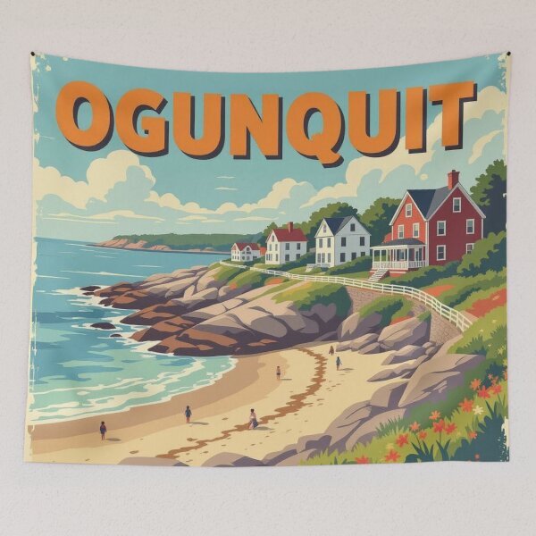 Item preview, Ogunquit, Maine, USA: Vintage-Style Painterly Travel Poster designed and sold by LSVart.