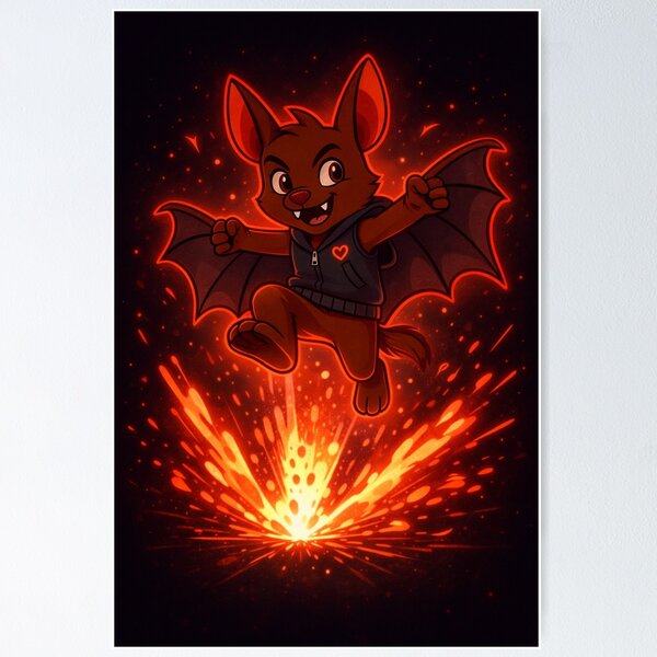 Item preview, Zane the Dreamblazer Bat - Neon Action Pose designed and sold by The Dreamblazers.