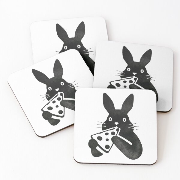 Item preview, Cute Black Rabbit Eating Pizza designed and sold by k3rstman1.