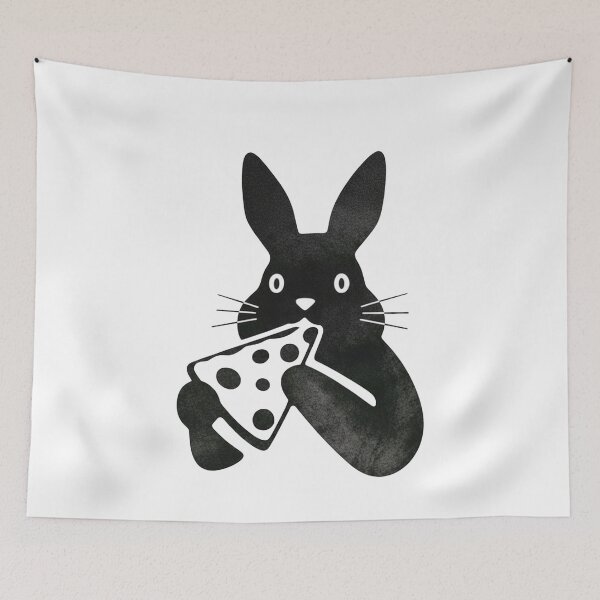 Item preview, Cute Black Rabbit Eating Pizza designed and sold by k3rstman1.
