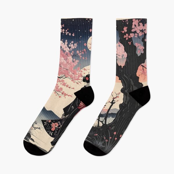 Artikelvorschau, Geisha unter den Kirschbäumen – Poetischer japanischer Druck entworfen und verkauft von Schoenenwald - Illustrations Uniques et Originales.