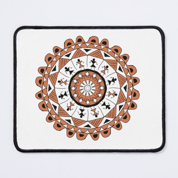 Item preview, Warli Dance Mandala | Tribal Folk Art Circle in Earthy Tones designed and sold by MysticPurpleHue.