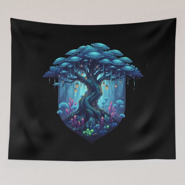 Item preview, Avatar-Inspired Pandora Forest Art – Bioluminescent Fantasy Jungle Nature designed and sold by alllyxispace.