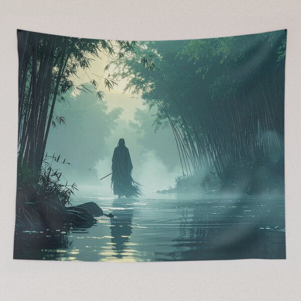 Item preview, The Spirit of Bamboo – Mystical Silhouette in the Mist designed and sold by Schoenenwald - Illustrations Uniques et Originales.