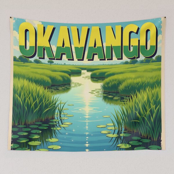 Item preview, Okavango Delta, Botswana: Vintage-Style Painterly Travel Poster designed and sold by LSVart.