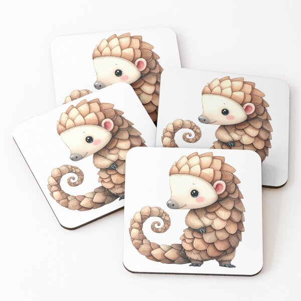 Item preview, Adorable Watercolor Baby Pangolin Illustration with Intricate Scales designed and sold by takeng07.